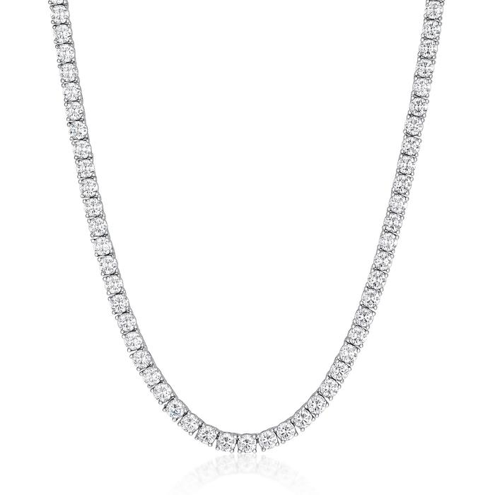 Colier Tennis unisex, pietre zirconiu, placat cu aur 18K, argintiu, 45 cm, inchizatoare clips, Tessero [2]