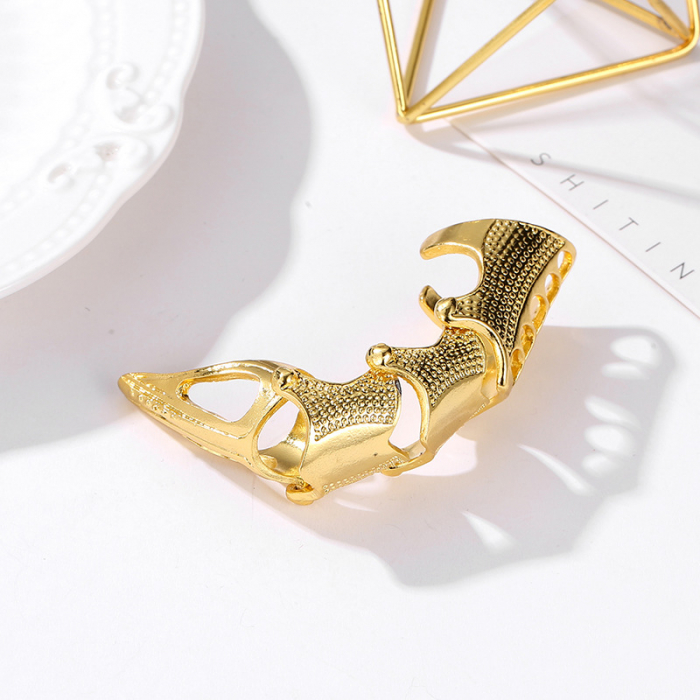 Inel articulat pentru tot degetul, model armura metalica, marime universala, unisex, Tessero, auriu [2]