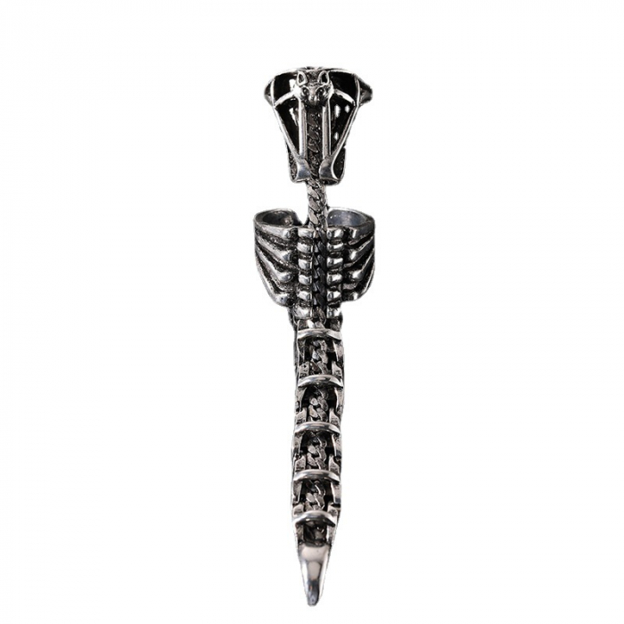 Inel articulat pentru tot degetul, model coada de scorpion flexibila, marime universala, placat cu argint, unisex, Tessero, argintiu [3]