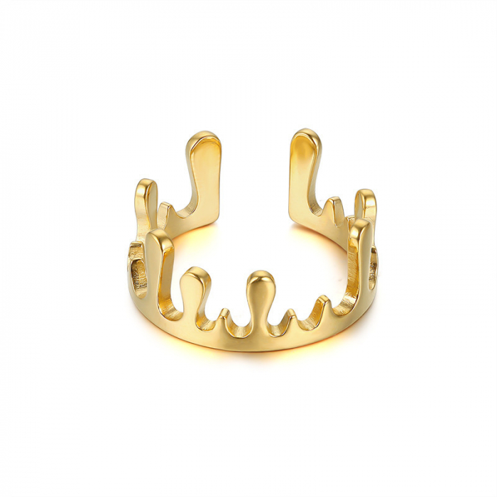 Inel de dama, model lava, placat cu aur 18K, marime reglabila, auriu [4]