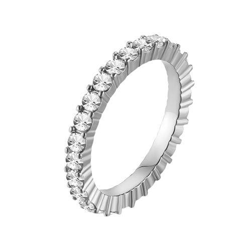 Inel model Tennis de dama cu strasuri, pietre zirconiu, placat cu aur 18K, marimea 7, argintiu [1]