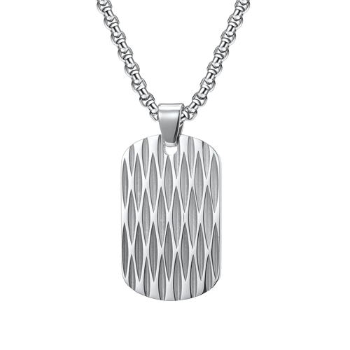 Lant cu pandantiv placuta identificare nume army, dog tag, model geometric, otel inoxidabil, Tessero, argintiu [1]