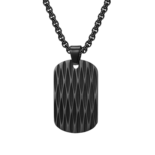 Lant cu pandantiv placuta identificare nume army, dog tag, model geometric, otel inoxidabil, Tessero, negru [1]