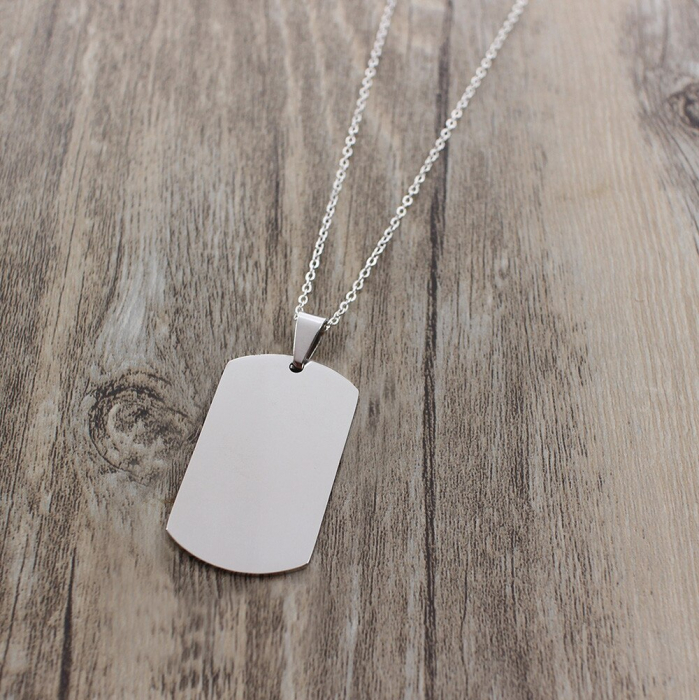 Lant cu pandantiv placuta identificare nume army, dog tag, otel inoxidabil, argintiu [2]