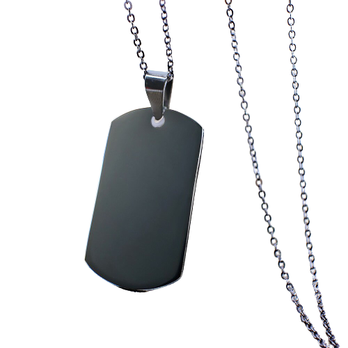 Lant cu pandantiv placuta identificare nume army, dog tag, otel inoxidabil, negru [4]