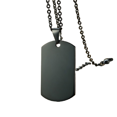 Lant cu pandantiv placuta identificare nume army, dog tag, otel inoxidabil, negru [1]