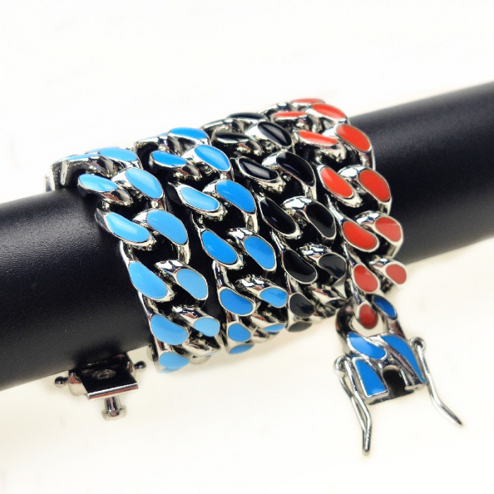 Lant Cuban Chain Link, multicolor, 50 cm, argintiu [2]