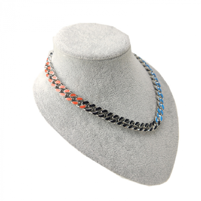 Lant Cuban Chain Link, multicolor, 50 cm, argintiu [3]