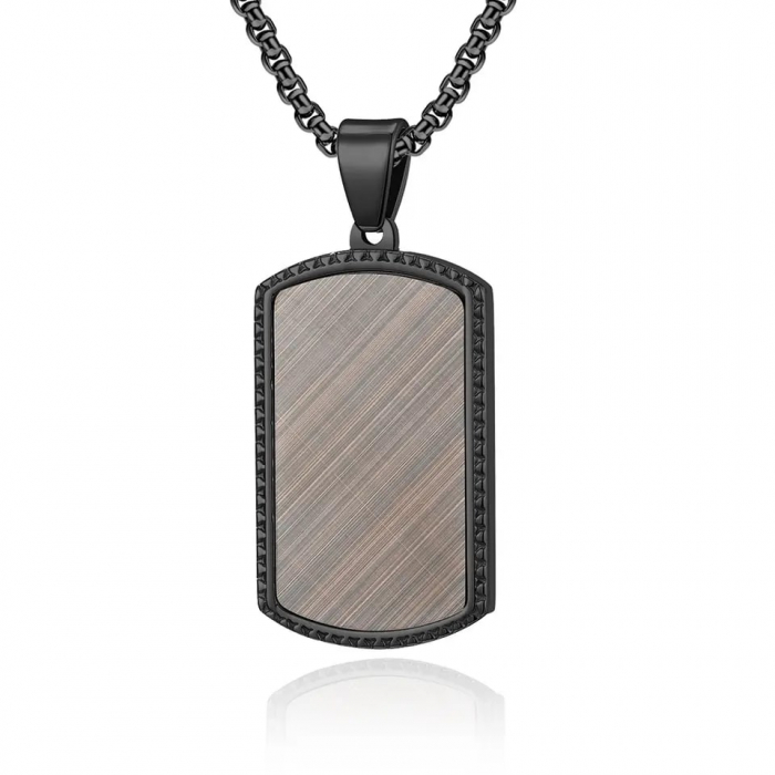 Lantisor barbatesc design cubic cu pandantiv placuta army cu model holografic, dog tag, otel inoxidabil, Tessero, negru [1]