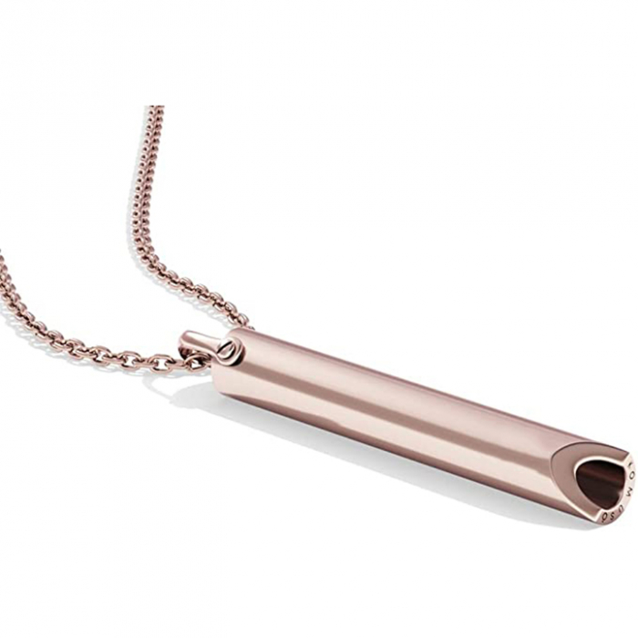 Lantisor cu fluier discret pentru reducerea anxietatii prin exercitiu de resipirare, otel inoxidabil, placat cu aur, Tessero, rose gold [1]
