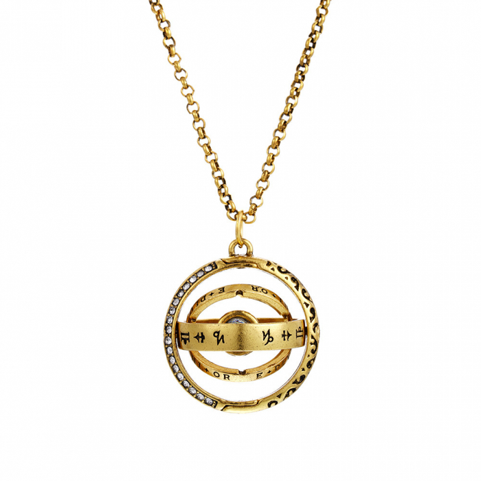 Lantisor cu pandantiv astronomic, sfera pliabila, unisex, proiectie "Te iubesc"' in 100 de limbi diferite, placat cu aur 18K, auriu [1]