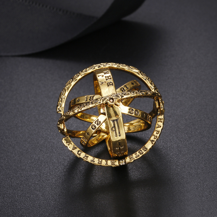 Lantisor cu pandantiv astronomic, sfera pliabila, unisex, proiectie "Te iubesc"' in 100 de limbi diferite, placat cu aur 18K, auriu [2]