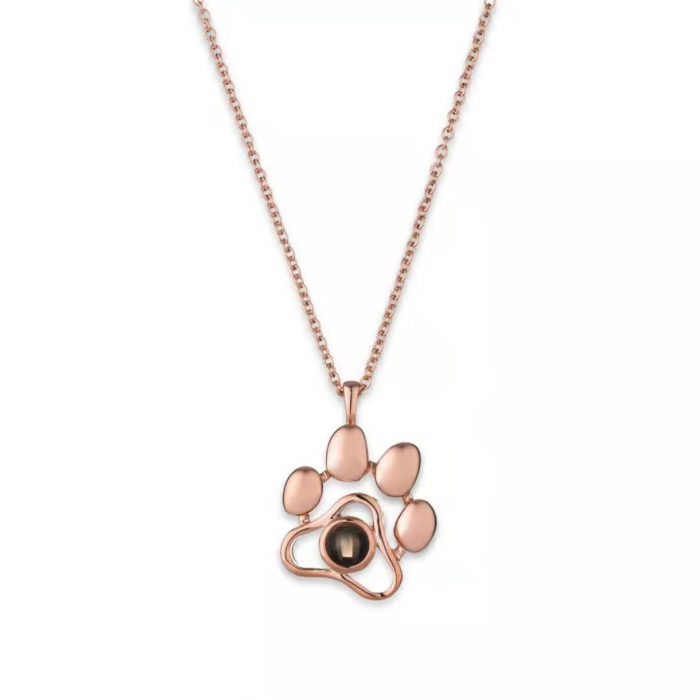 Lantisor cu pandantiv in forma de labuta cu proiectie " Te iubesc " in 100 de limbi diferite, placat cu aur 18K, rose gold [2]