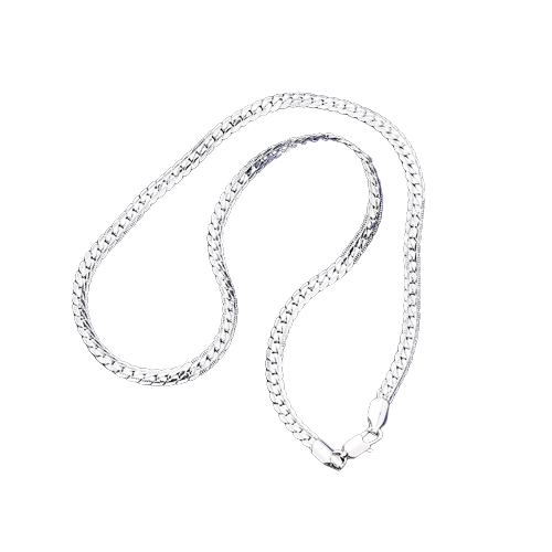 Lantisor Cuban Chain cu model din otel inoxidabil, unisex, placat cu aur 18K, Tessero, 5mm, 45cm, argintiu [3]