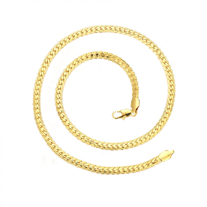 Lantisor Cuban Chain cu model din otel inoxidabil, unisex, placat cu aur 18K, Tessero, 5mm, 45cm, auriu [1]
