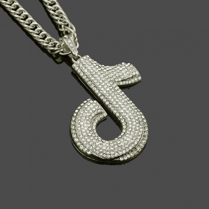 Lantisor Cuban Chain Hip Hop cu pandantiv Iced Out TikTok, oversize, pietre zirconiu, placat cu aur 18K, unisex, Tessero, argintiu [1]