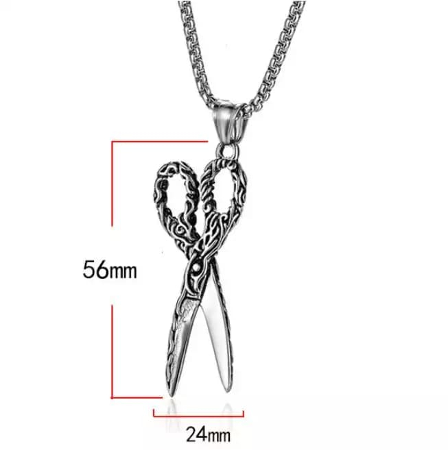 Lantisor design cubic cu pandantiv in forma de foarfeca de tuns, placat cu argint, unisex, Tessero, argintiu [3]