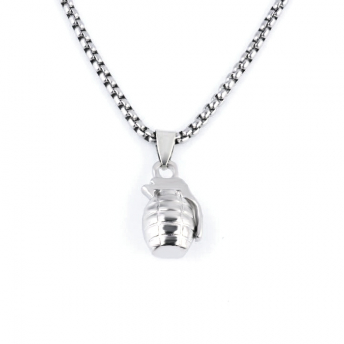 Lantisor design cubic cu pandantiv in forma de grenada, placat cu aur 18K, argintiu [3]