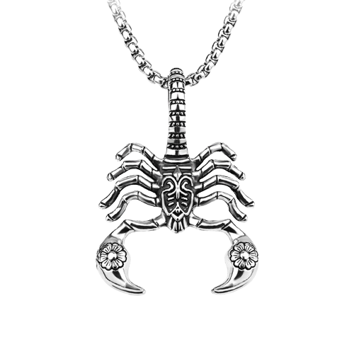 Lantisor design cubic cu pandantiv in forma de scorpion, placat cu aur 18K, Tessero, argintiu [2]