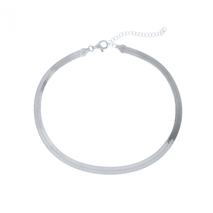 Lantisor din otel inoxidabil, model sarpe, latime 3 mm, 45+5 cm, placat cu aur 18K, argintiu [1]