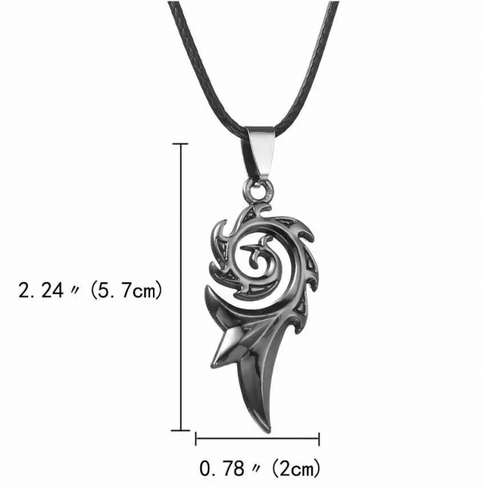 Lantisor din piele sintetica cu pandantiv in forma de flacara, unisex, Tessero, negru [2]