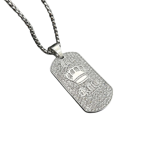 Lantisor si pandantiv placuta identificare nume "King", pietre zirconiu, otel inoxidabil, placat cu aur 18K, argintiu [1]