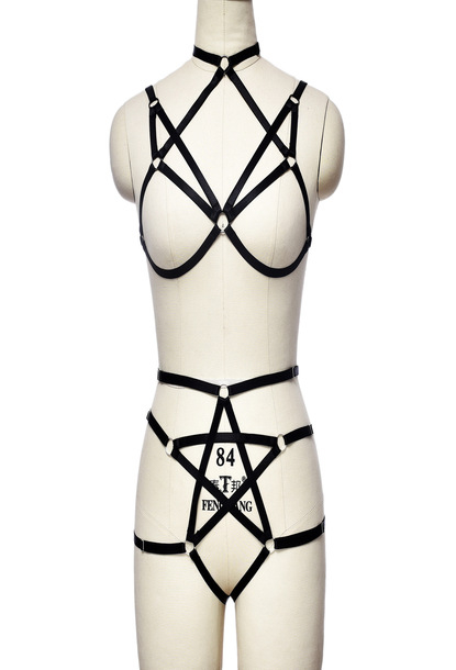 Lenjerie sexy de dama cu barete reglabile, Tessero, marime universala, negru [1]