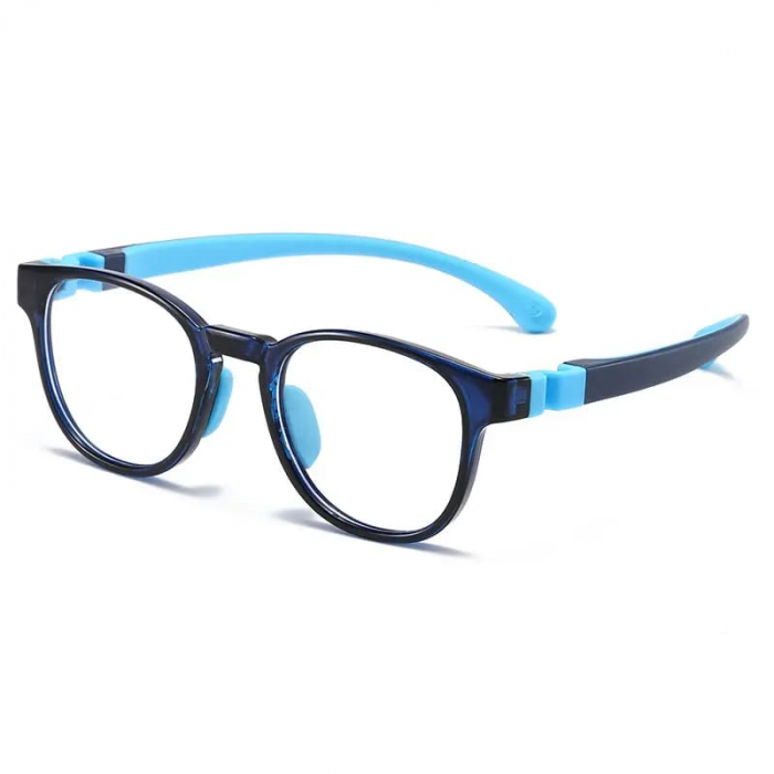 Ochelari de protectie calculator din silicon flexibil pentru copii, fara dioptrii, lentile transparente, antireflex, anti lumina albastra, Tessero, albastru [1]