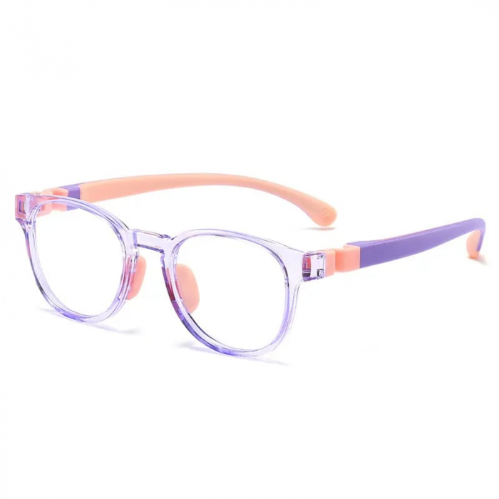 Ochelari de protectie calculator din silicon flexibil pentru copii, fara dioptrii, lentile transparente, antireflex, anti lumina albastra, Tessero, roz [1]