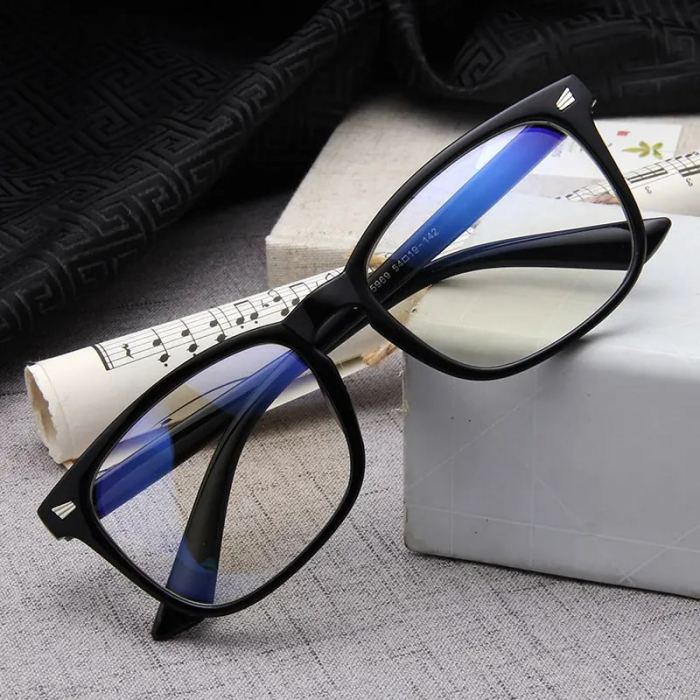 Ochelari de protectie pentru calculator, fara dioptrii, lentile transparente, antireflex, anti lumina albastra, unisex, rame negre [2]