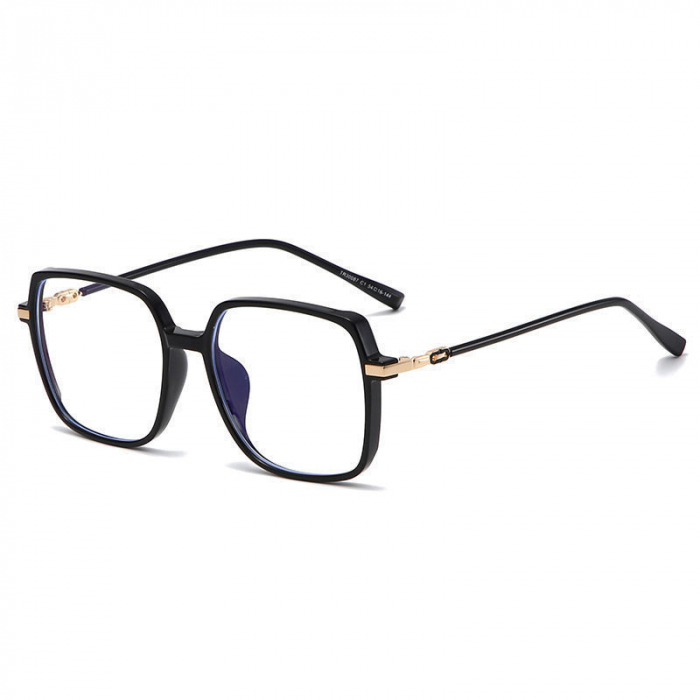Ochelari de protectie pentru calculator forma patrata, ecran telefon, laptop, TV, fara dioptrii, lentile transparente, rama neagra, antireflex, anti lumina albastra, unisex, Tessero, negru [2]