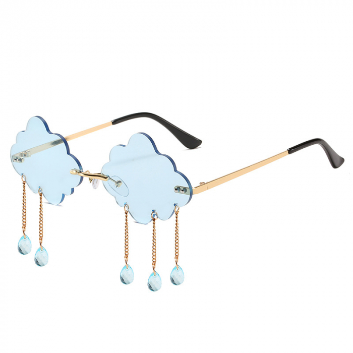 Ochelari de soare cu model lentila in forma de nor, pentru petreceri, protectie UV400, Tessero, albastru [1]
