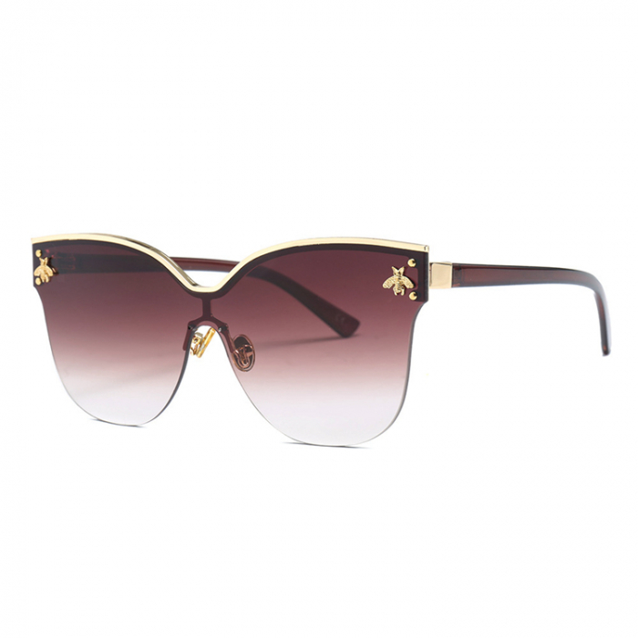 Ochelari de soare dama Cat-Eye, model cu albinuta, protectie UV400, Tessero, maro si auriu [1]
