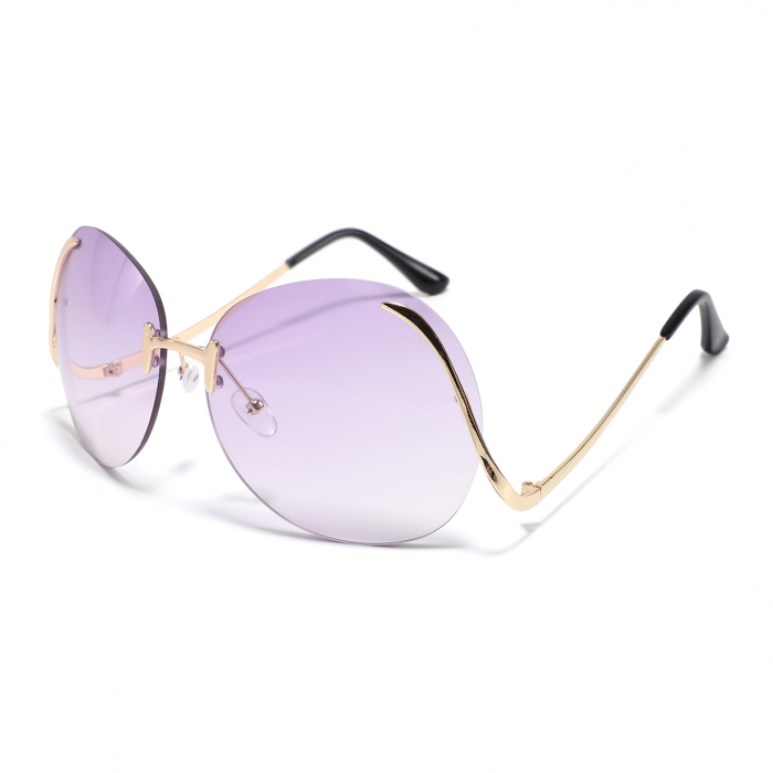 Ochelari de soare dama, model Oversize cu brate curbate, protectie UV400, Tessero, lentila mov [1]