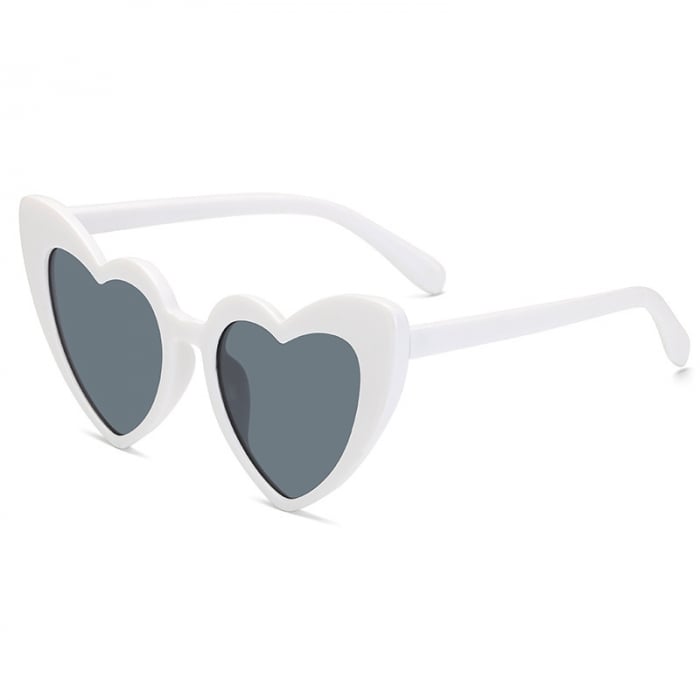 Ochelari de soare dama, model tip Cat-Eye, lentila in forma de inima, protectie UV400, Tessero, alb [1]