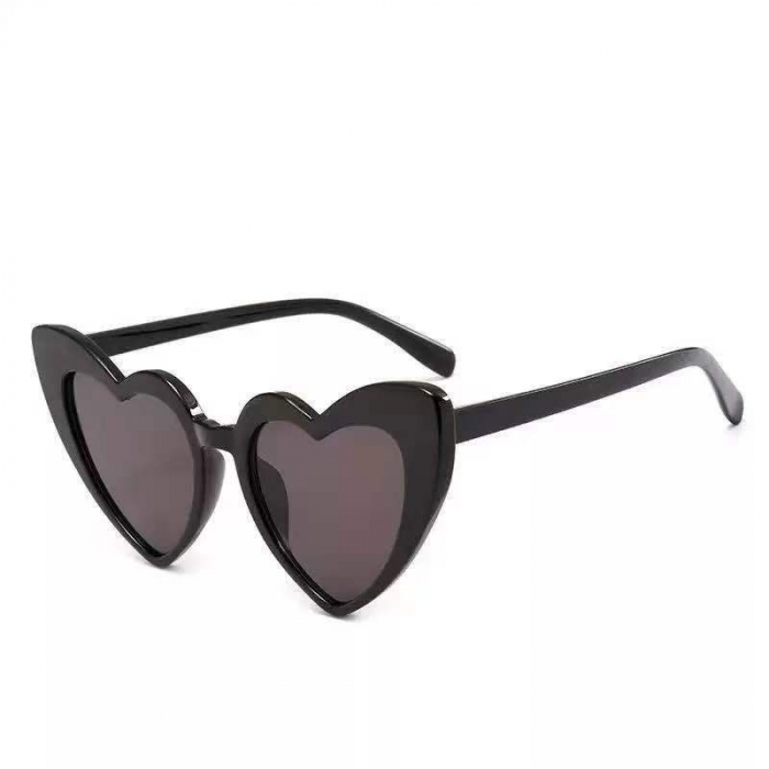 Ochelari de soare dama, model tip Cat-Eye, lentila in forma de inima, protectie UV400, Tessero, negru [1]