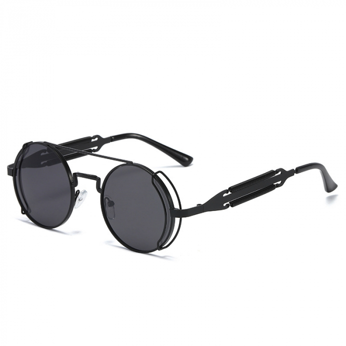 Ochelari de soare model Retro rotunzi, rame din metal, Tessero, negru [1]
