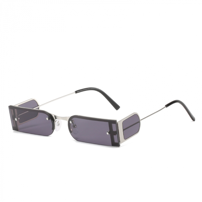 Ochelari de soare, model Square slim, lentile laterale, protectie UV400, unisex, Tessero, negru [1]