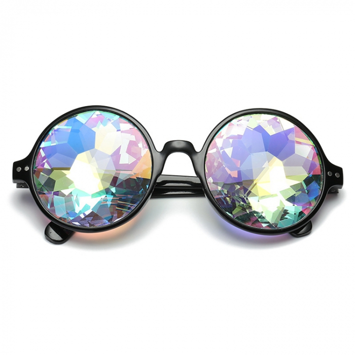 Ochelari de soare rotunzi Caleidoscop, lentila cu tenta multicolora, Tessero, negru [2]