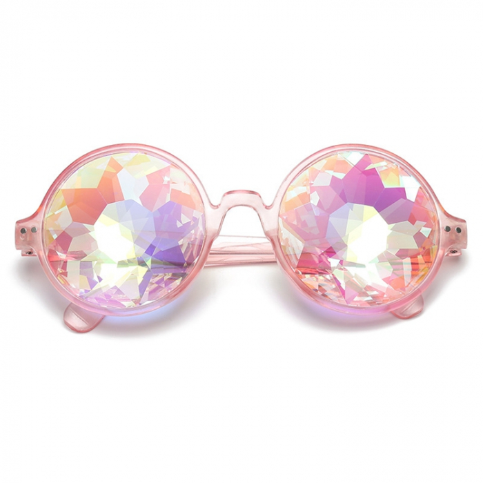 Ochelari de soare rotunzi Caleidoscop, lentila cu tenta multicolora, Tessero, roz [2]