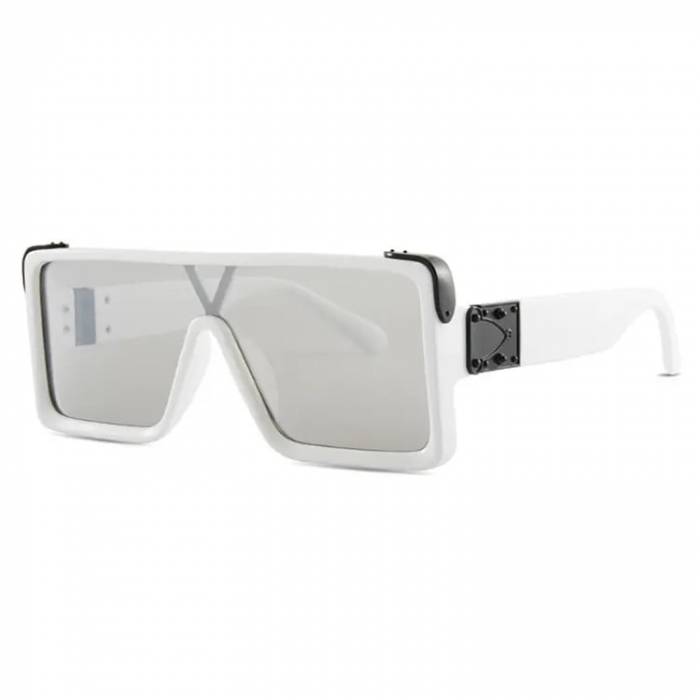 Ochelari de soare Shield Square Oversize, unisex, protectie UV400, model lentila unica, Tessero, alb [1]