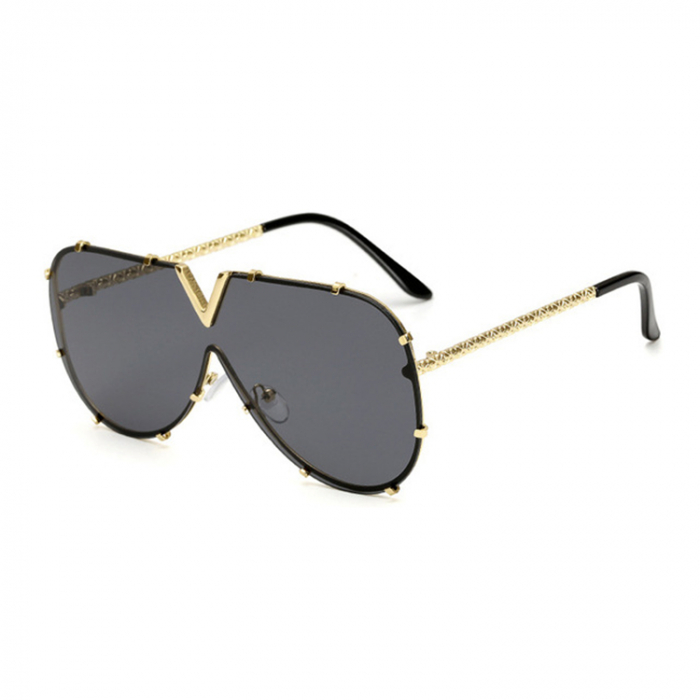 Ochelari de soare, unisex, model V, rame metalice, protectie UV400, Tessero, auriu si negru [2]