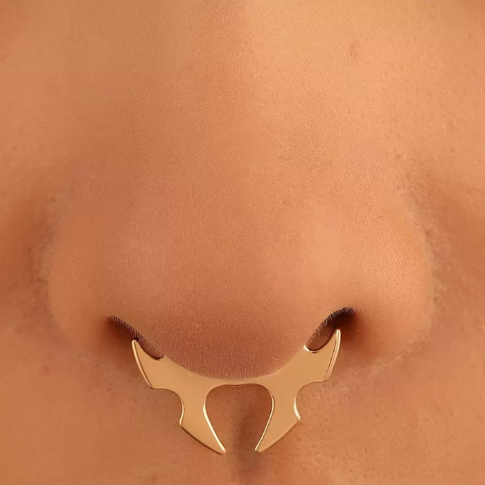 Piercing cercel de nas fals, septum, prindere in forma U, placat cu aur 18K, unisex, Tessero, auriu [3]