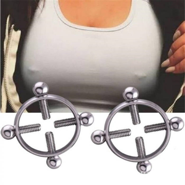 Piercing fals pentru mamelon din otel inoxidabil, prindere prin insurubare, unisex, Tessero, argintiu [3]
