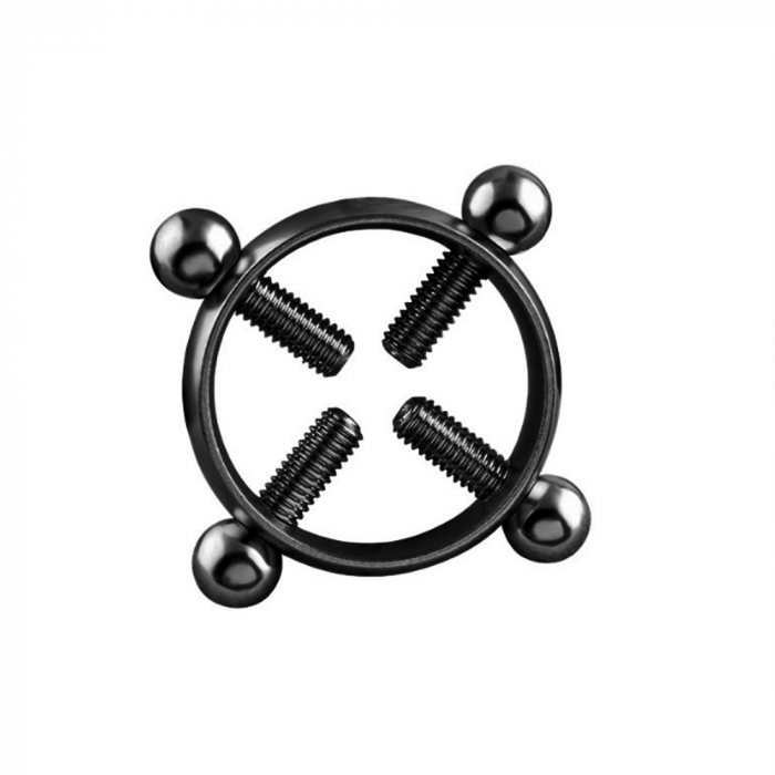 Piercing fals pentru mamelon din otel inoxidabil, prindere prin insurubare, unisex, Tessero, negru [2]