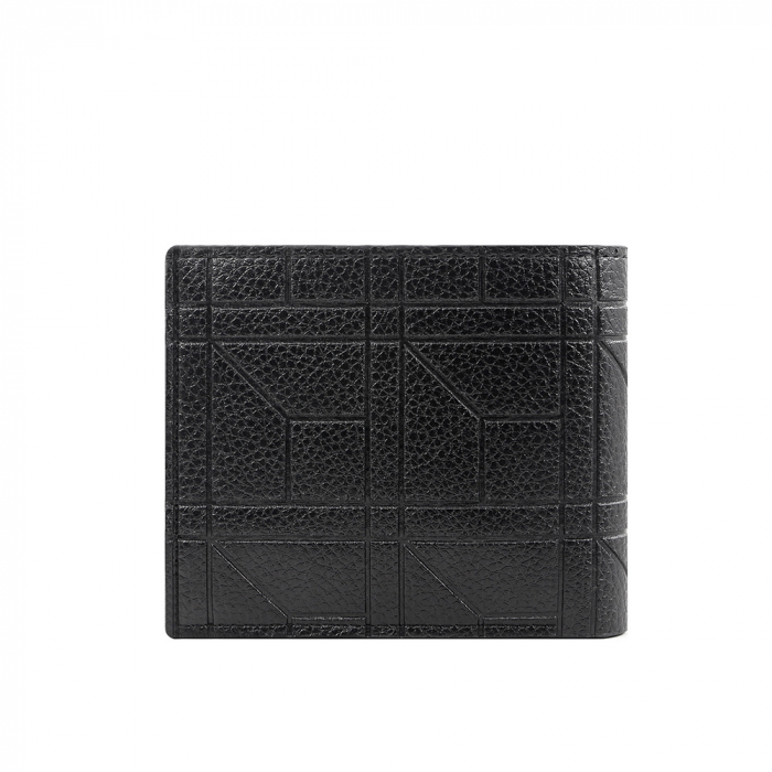 Portofel barbatesc din piele naturala cu model, compartimente multiple, Tessero, negru [1]
