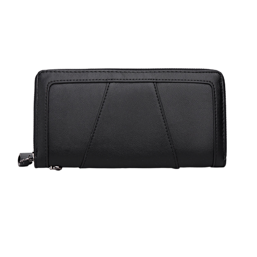 Portofel de dama din piele ecologica, maner, compartimente multiple, loc pentru telefon, inchidere cu fermoar, Tessero, negru [1]