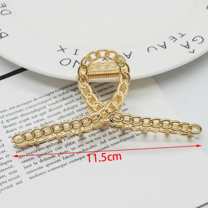Set accesorii pentru par din metal format din 6 cleme prindere tip cleste, diferite modele si forme geometrice, Tessero, auriu [3]