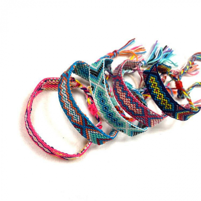 Set de 12 bratari impletite din sfoara, retro, bohemian, diferite modele, realizate manual, marime reglabila pe snur, Tessero, multicolor [1]