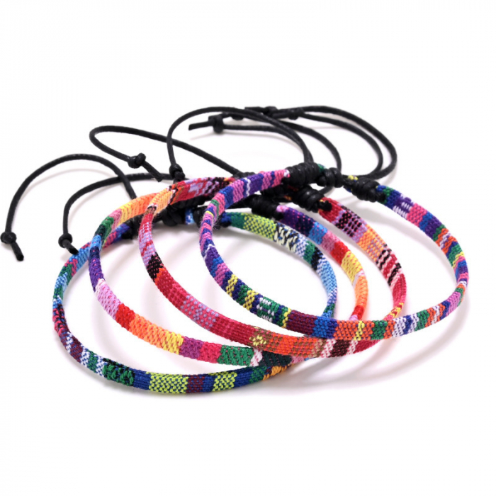 Set de 4 bratari din snur, impletite, realizate manual, marime reglabila, unisex, multicolore, Tessero [2]
